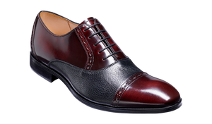 Barker Ramsgate Toe-Cap Oxford Shoe - Burgundy High-Shine/Black