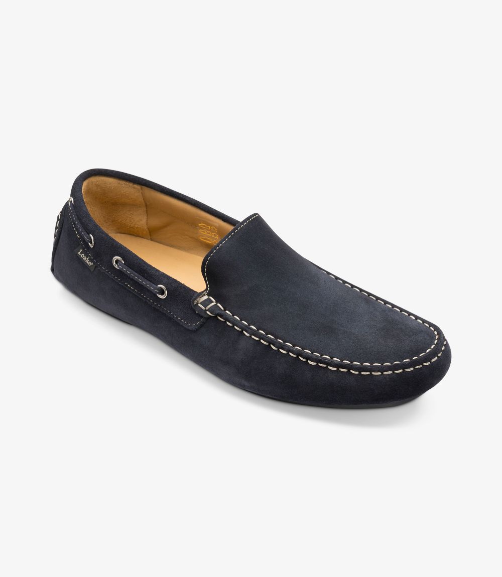 LOAKE  Donington - Suede Driving Shoes - Navy
