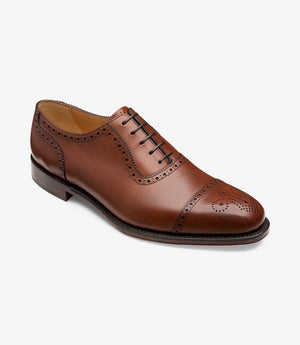 LOAKE Strand- Premium Semi Brogue shoes - MAHOGANY - Angle View