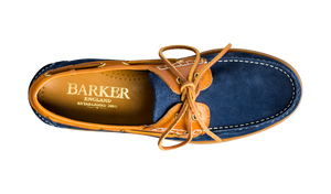 Barker Wallis Moccasin Shoe - Navy Suede/Cedar