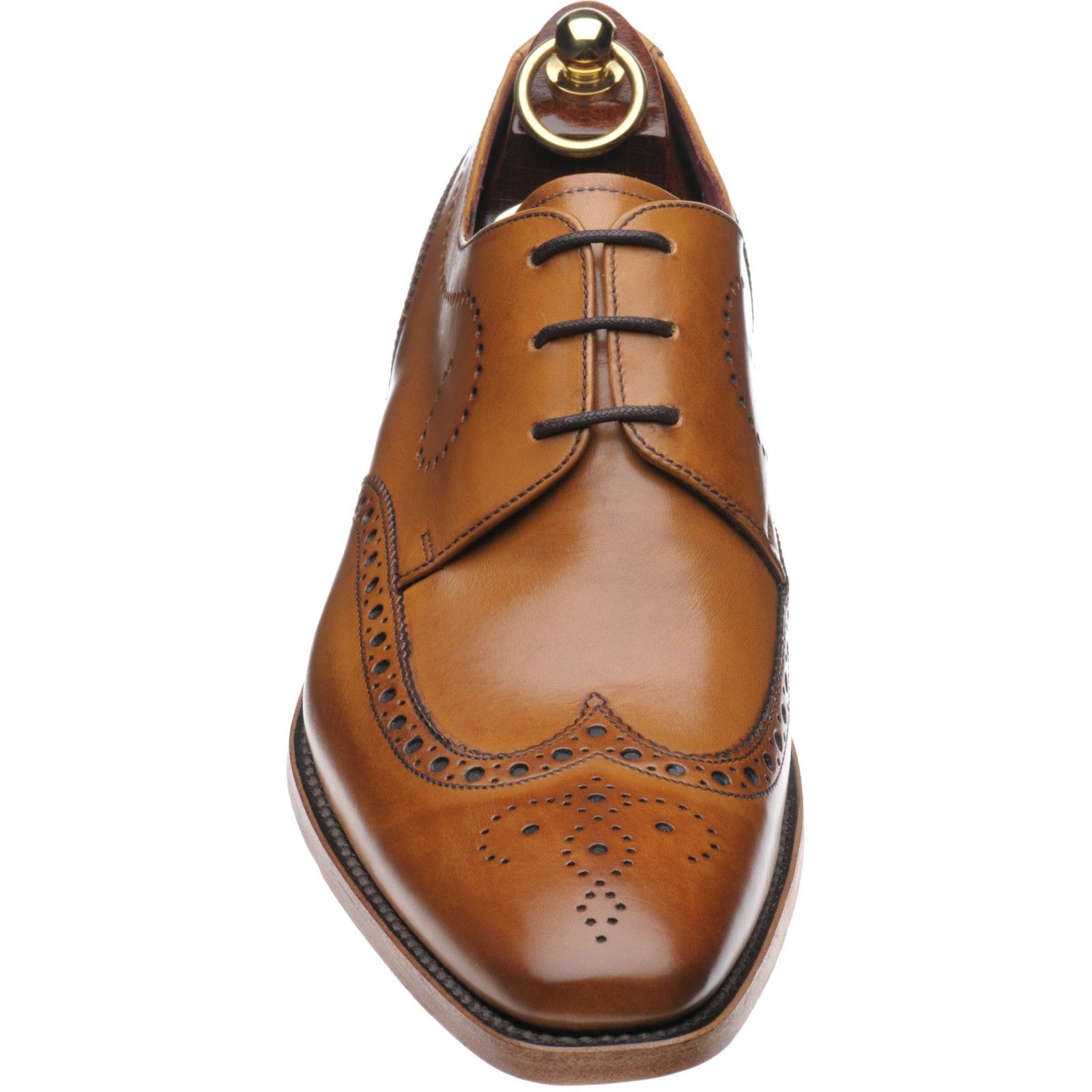 LOAKE Kruger Derby Brogue shoe - Tan Calf -Angle View