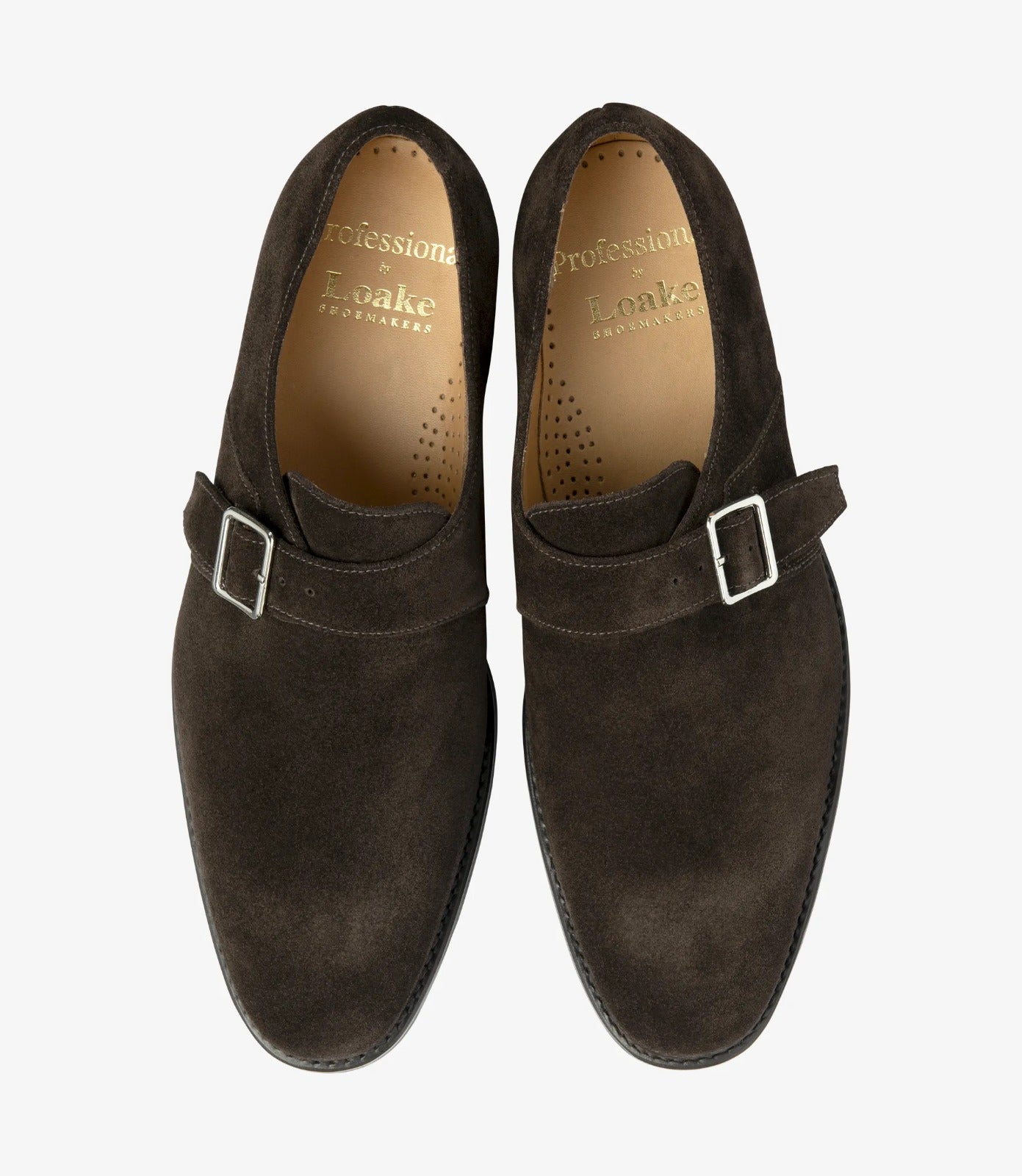 LOAKE 357 Monk Shoe (G Wide) - Dark Brown Suede