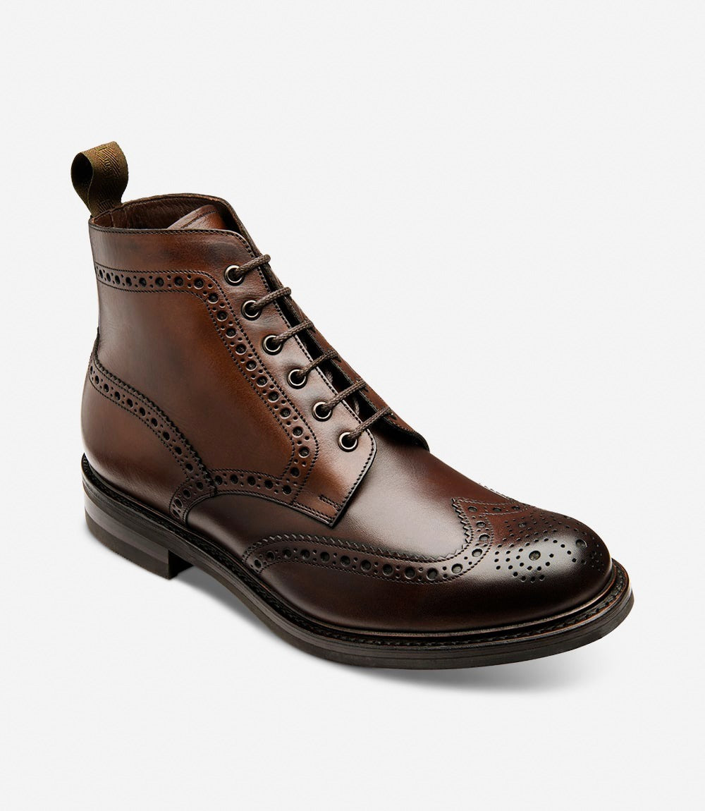 LOAKE Bedale Brogue Boot - Dark Brown