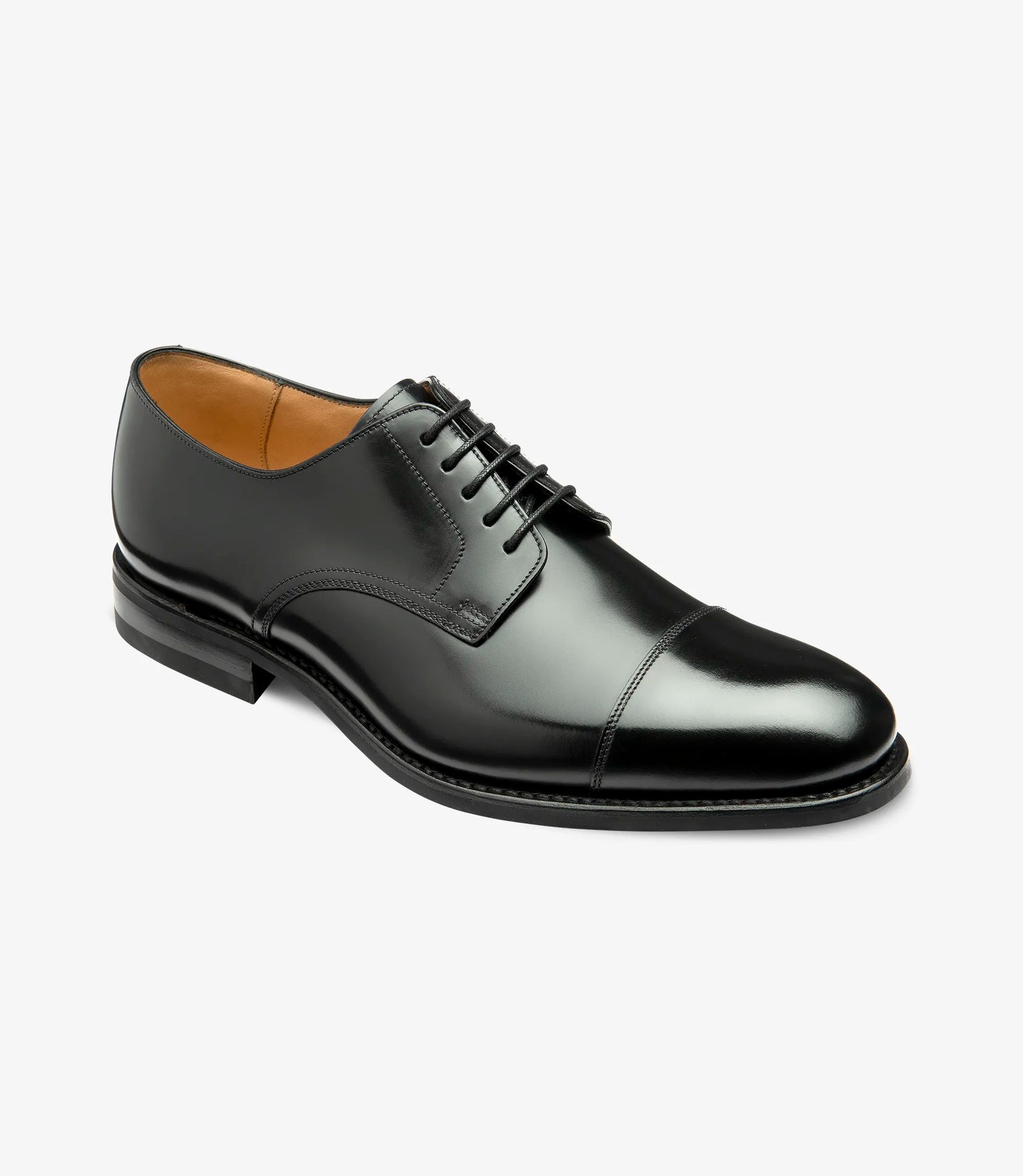 LOAKE 305 Premium Toe-Cap Shoe (G Wide) - Black Leather Calf