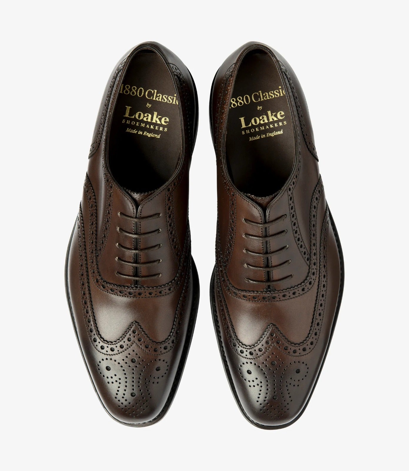LOAKE Buckingham Oxford Brogue - Dark Brown (G Wide) Rubber Sole