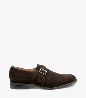LOAKE 357 Monk Shoe (G Wide) - Dark Brown Suede