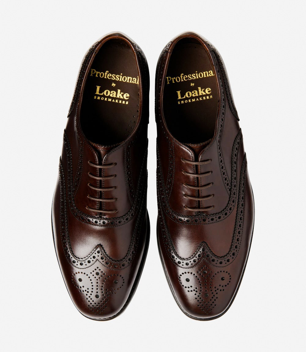 LOAKE 302 Premium Brogue Shoe (G Wide) - Brown Leather Calf