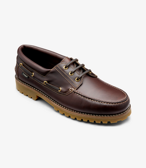 LOAKE 523 Waxy Deck Shoe - Dark Brown Waxy Leather