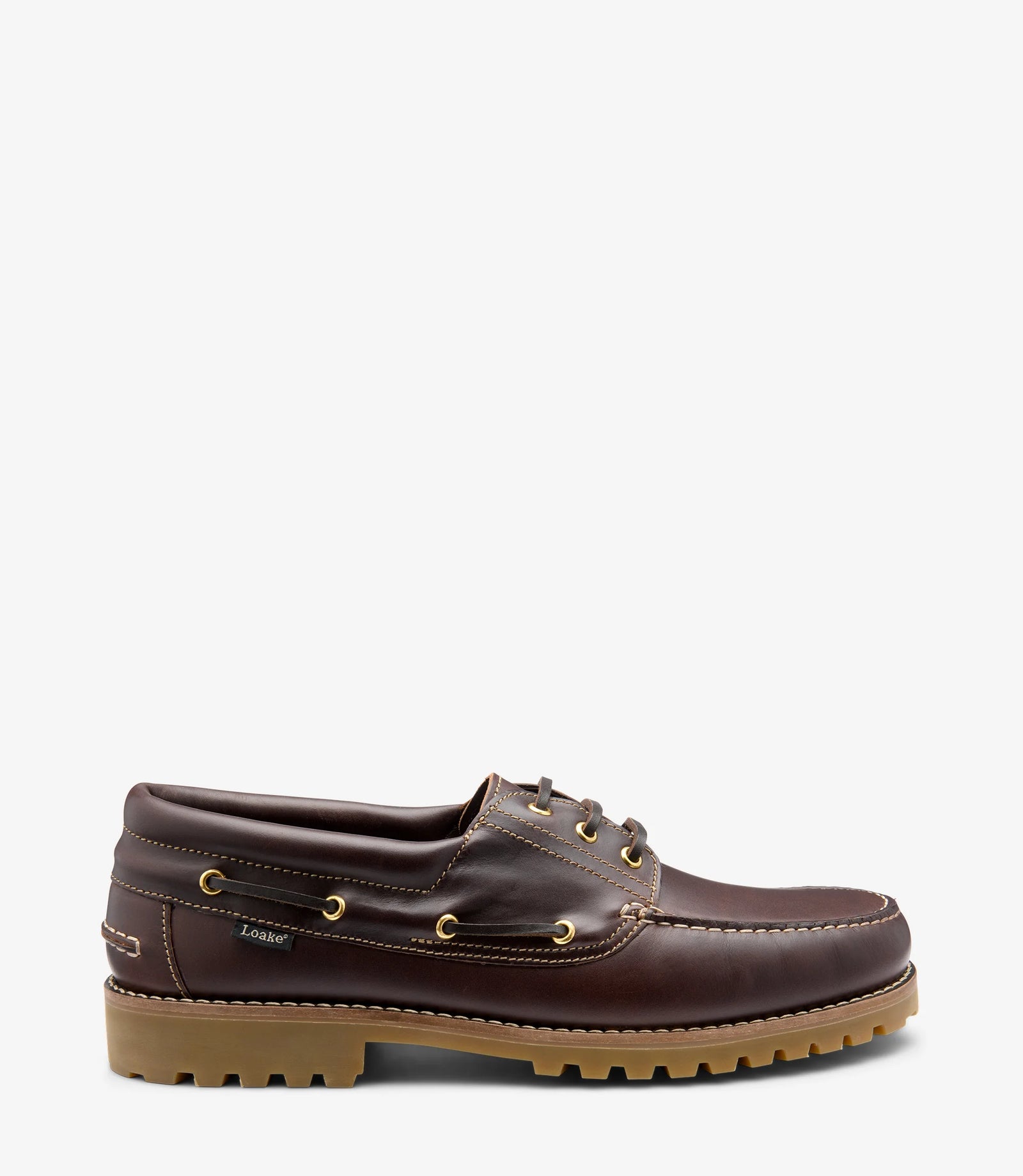 LOAKE 523 Waxy Deck Shoe - Dark Brown Waxy Leather