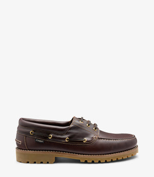 LOAKE 523 Waxy Deck Shoe - Dark Brown Waxy Leather