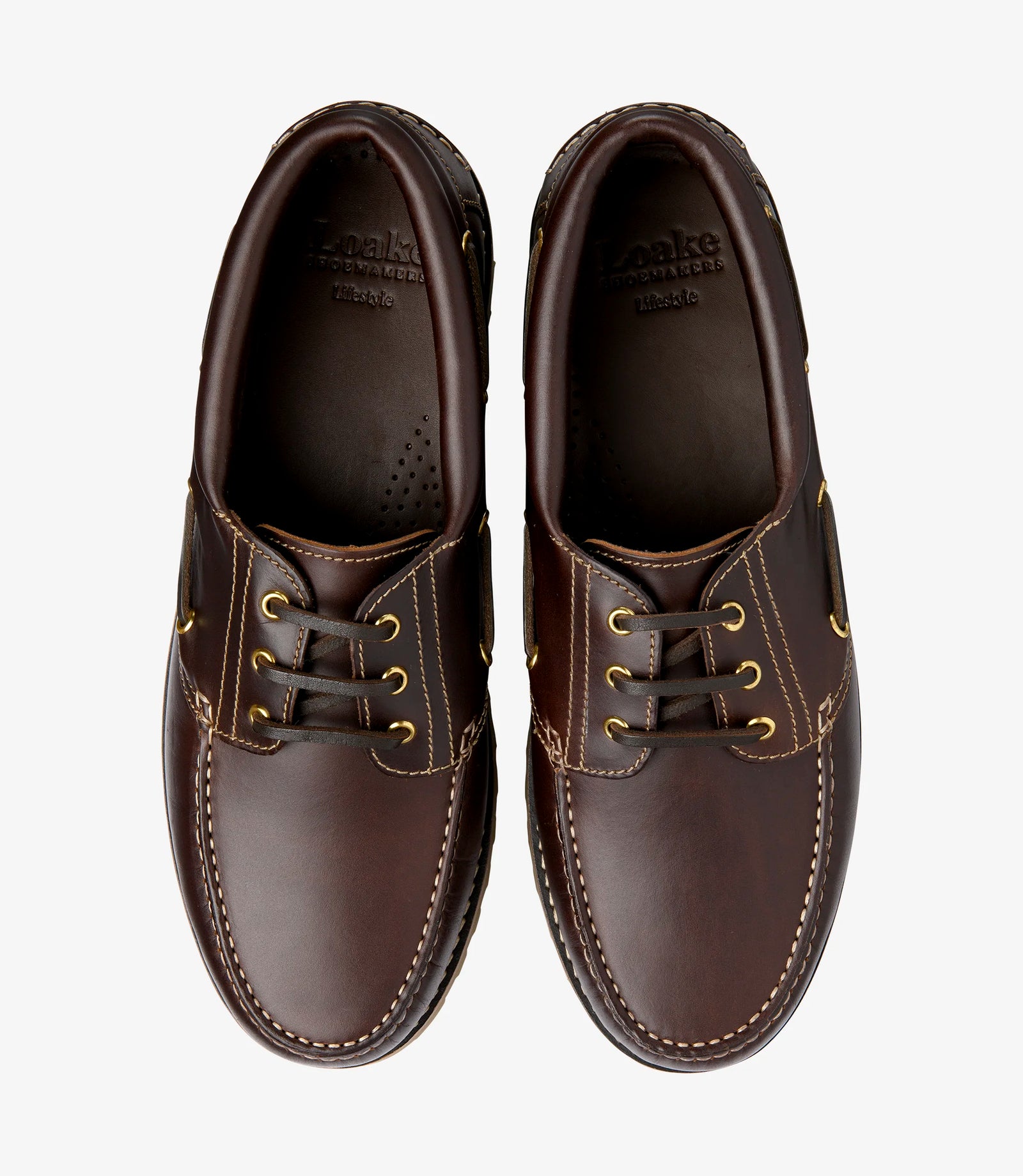 LOAKE 523 Waxy Deck Shoe - Dark Brown Waxy Leather
