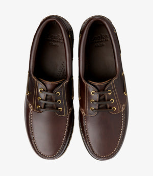 LOAKE 523 Waxy Deck Shoe - Dark Brown Waxy Leather