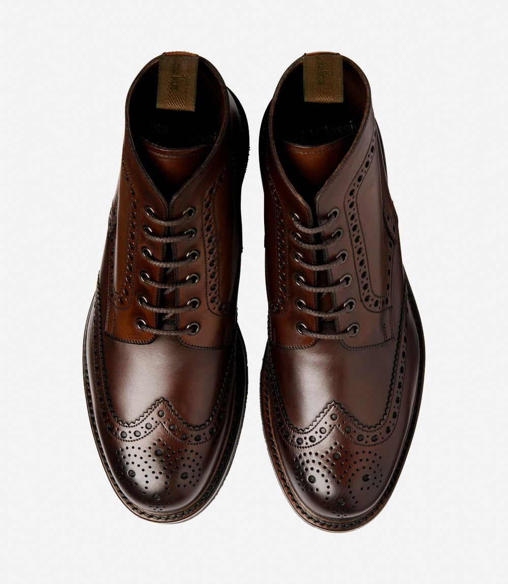 LOAKE Bedale Brogue Boot - Dark Brown
