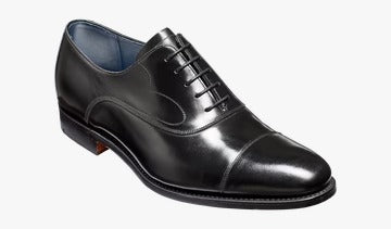 Barker Hentley Oxford Toe-Cap Shoe - Black Hi-Shine
