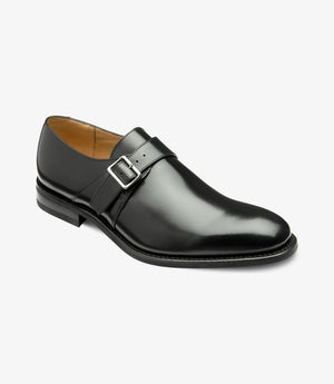 LOAKE 357 Monk Shoe (G Wide) - Black Leather Calf