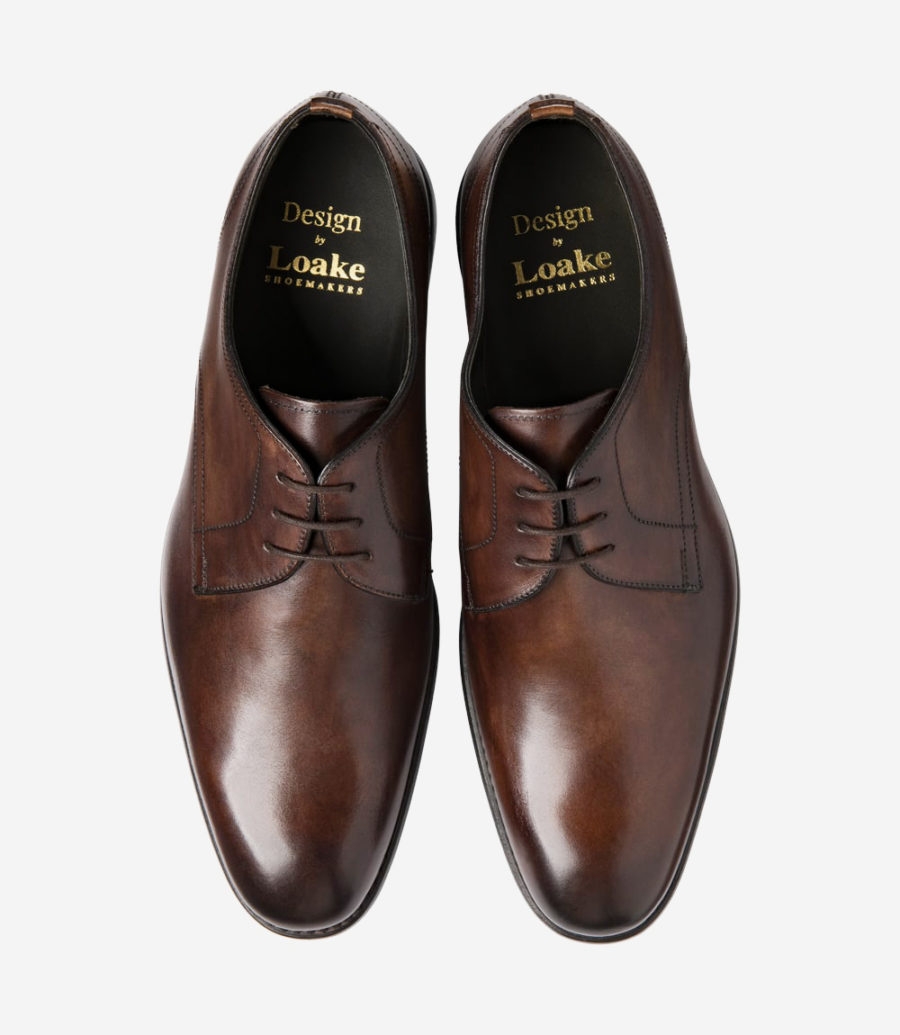 LOAKE Atherton Premium Derby Shoe - Dark Brown Calf