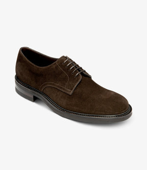LOAKE Barbican Derby Shoe - Dark Brown Suede
