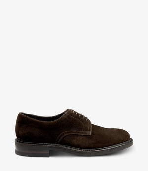 LOAKE Barbican Derby Shoe - Dark Brown Suede