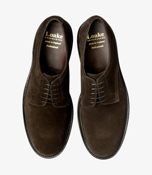 LOAKE Barbican Derby Shoe - Dark Brown Suede