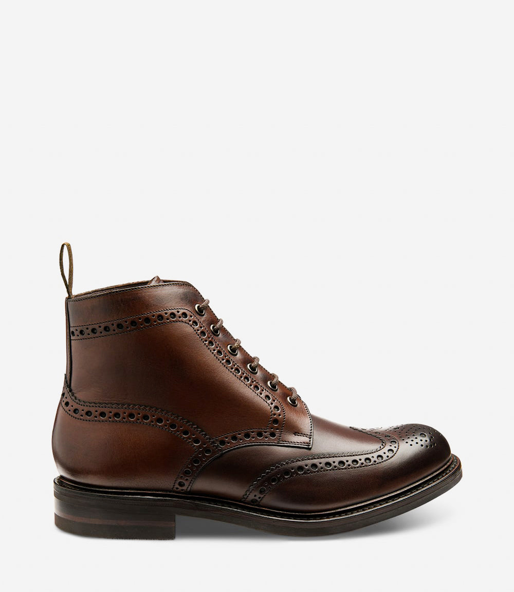 LOAKE Bedale Brogue Boot - Dark Brown