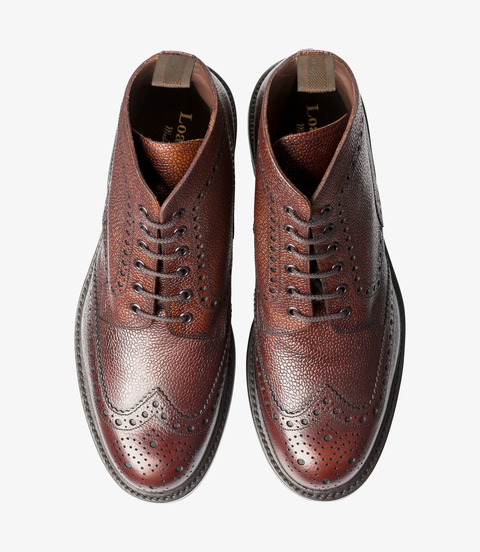 LOAKE Bedale Brogue Boot - Oxblood Grain Calf - Side View