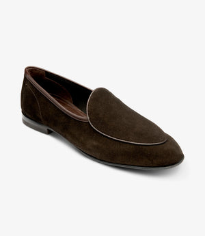 LOAKE Belgrave Loafer Shoe - Dark Brown Suede
