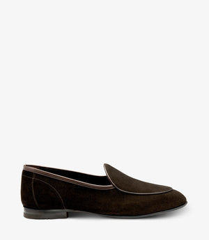 LOAKE Belgrave Loafer Shoe - Dark Brown Suede