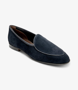 LOAKE Belgrave Loafer Shoe - Navy Suede