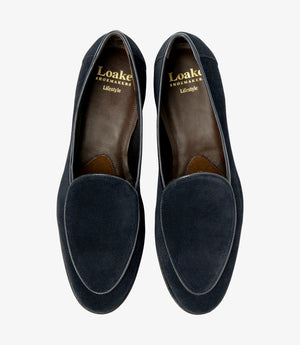 LOAKE Belgrave Loafer Shoe - Navy Suede