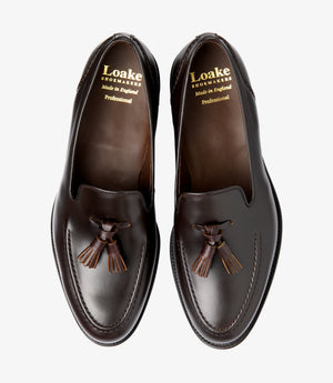 LOAKE Brunel Tasselled Loafer - Dark Brown Waxy Leather