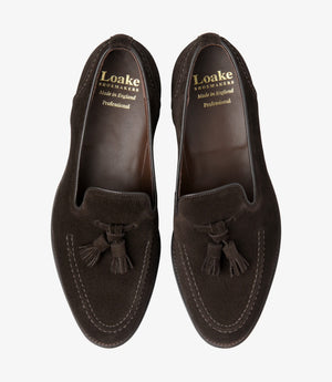 LOAKE Brunel Tasselled Loafer - Dark Brown Suede