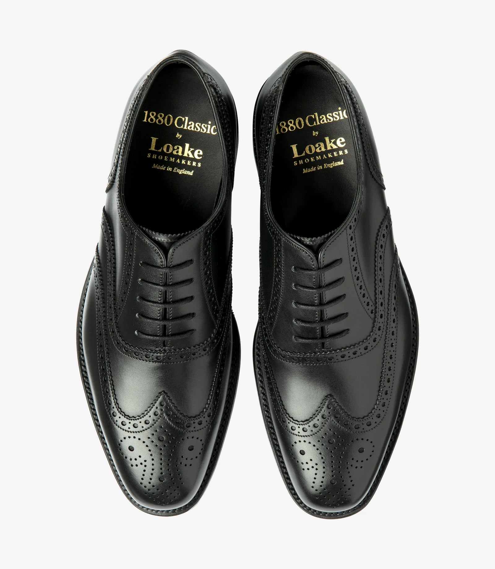 LOAKE Buckingham Oxford Brogue - Black (G Wide) Rubber Sole