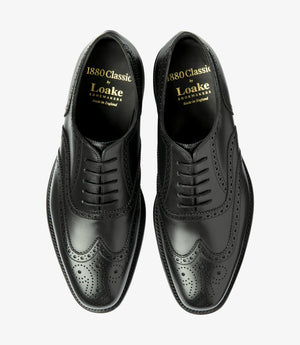 LOAKE Buckingham Oxford Brogue - Black (G Wide) Rubber Sole