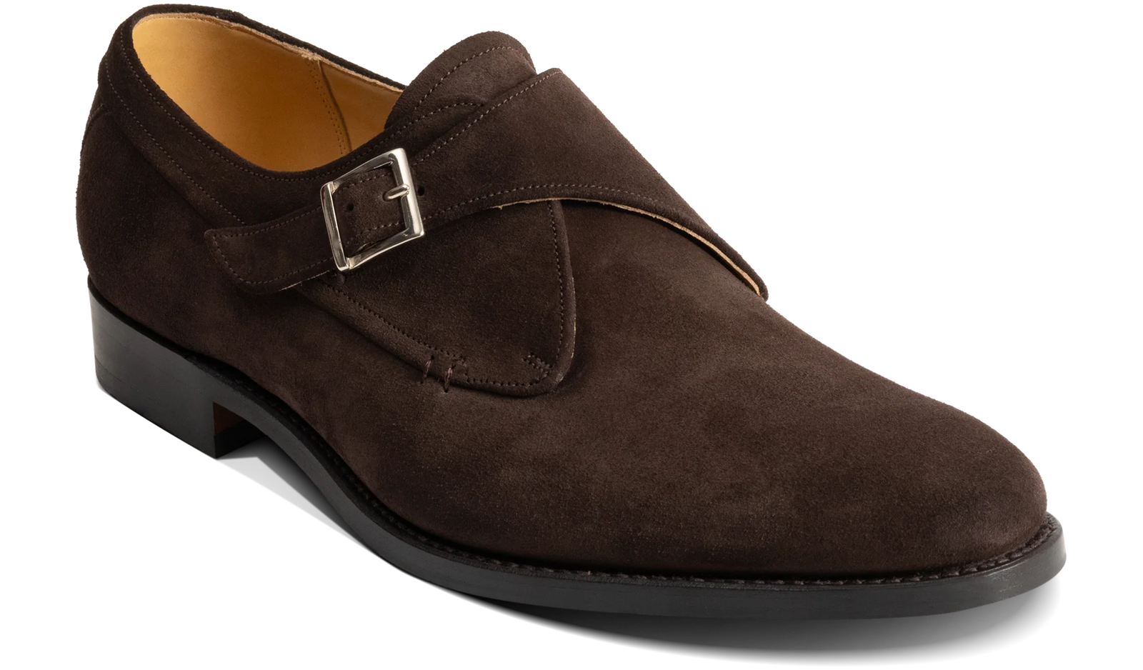 Barker Brayton Monk Shoes - Dark Brown Suede