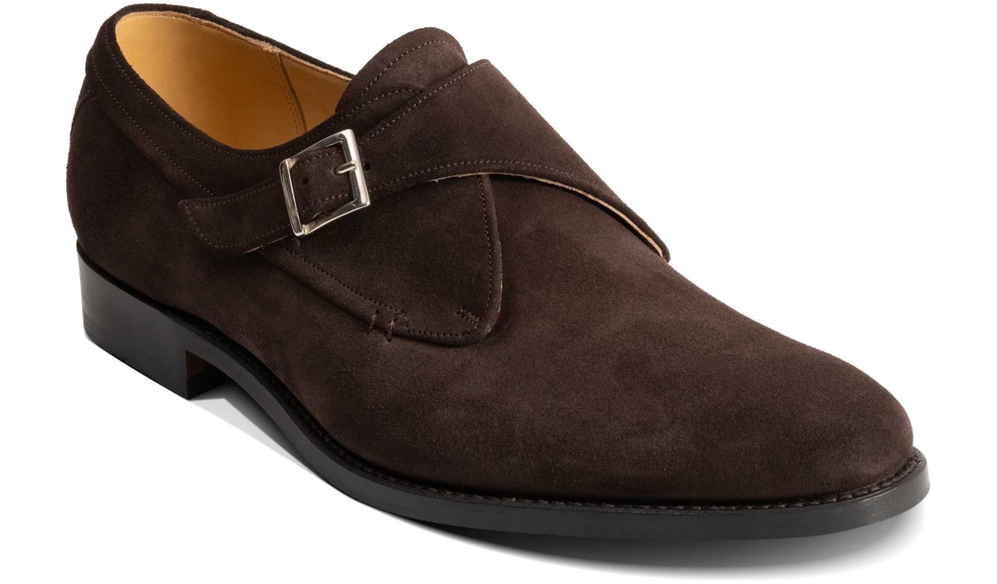 Barker Brayton Monk Shoes - Dark Brown Suede