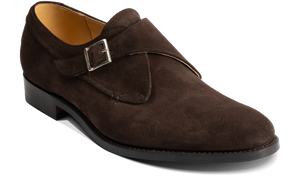 Barker Brayton Monk Shoes - Dark Brown Suede
