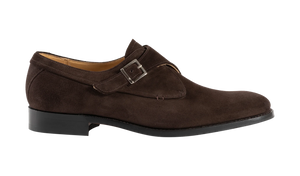 Barker Brayton Monk Shoes - Dark Brown Suede