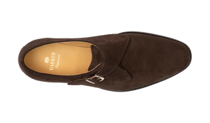 Barker Brayton Monk Shoes - Dark Brown Suede