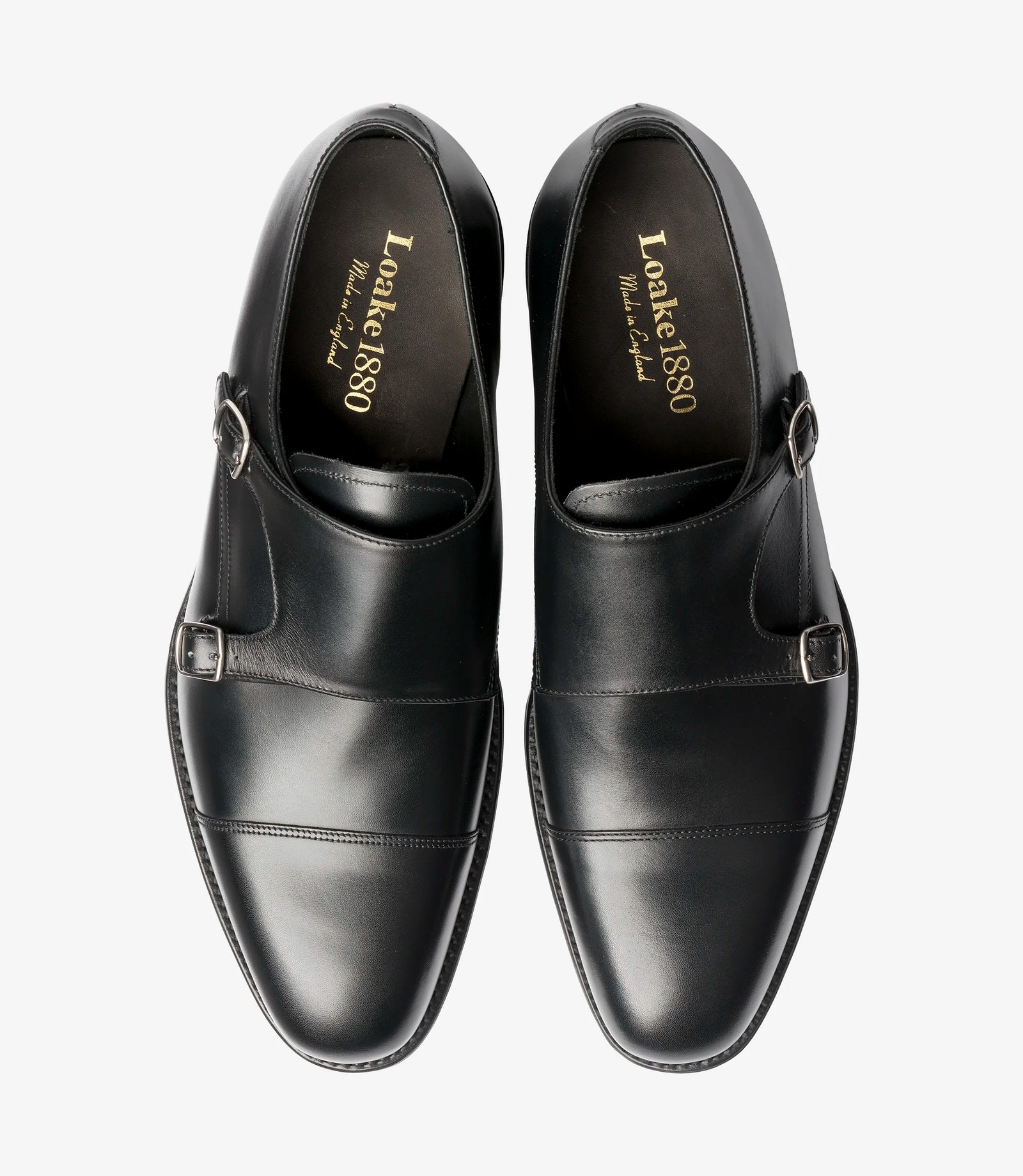 LOAKE Cannon Calf Double Buckle Monk Shoe - Black