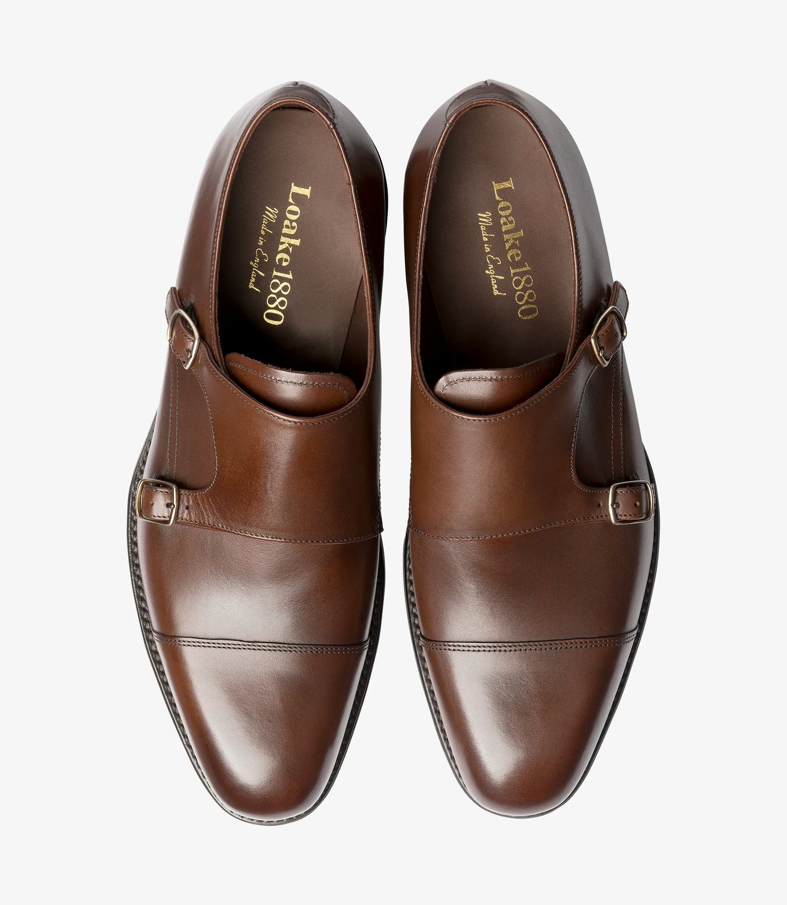 LOAKE Cannon Calf Double Buckle Monk Shoe - Dark Brown