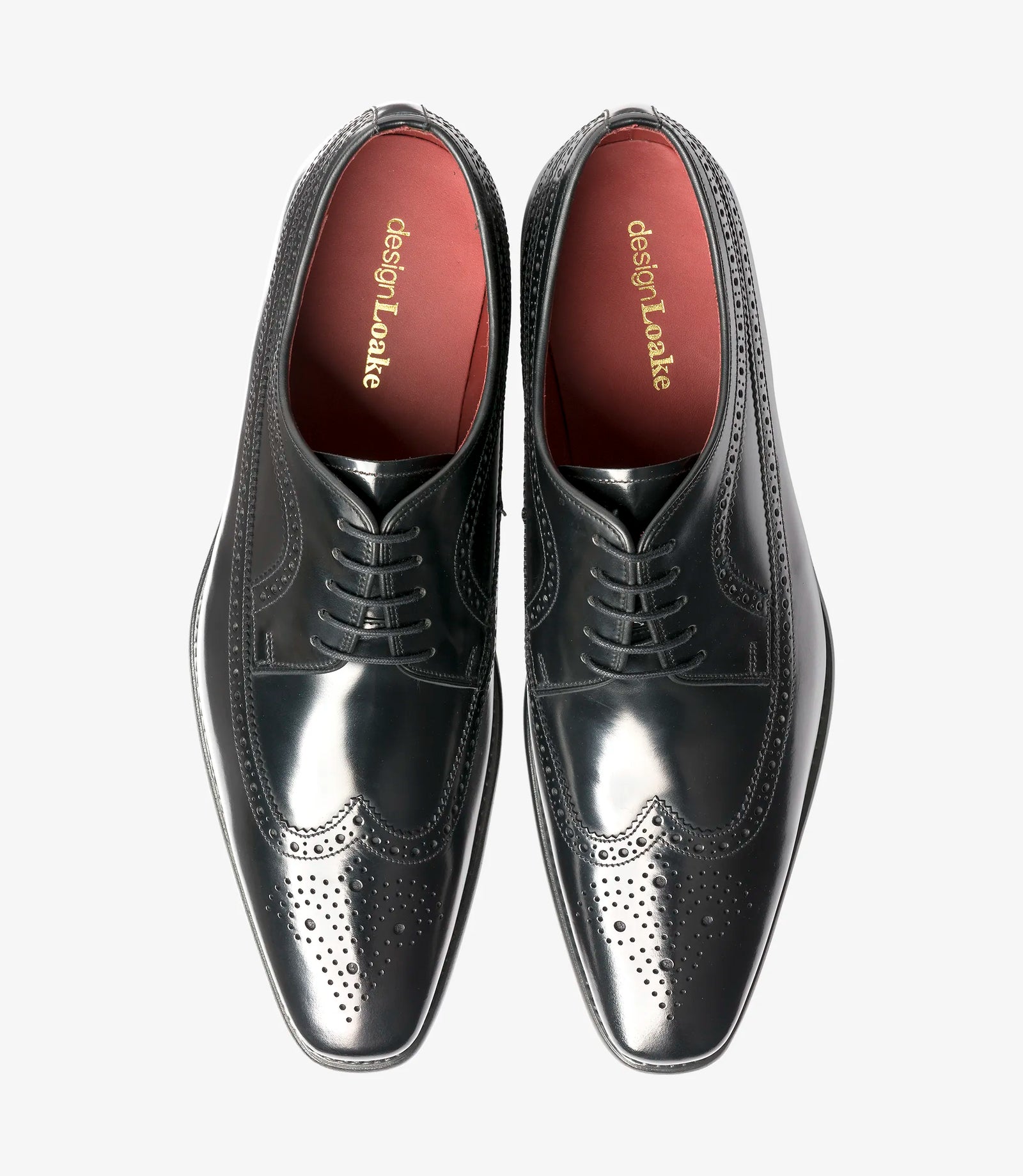 LOAKE Clint Brogue Derby shoe - Black Polished