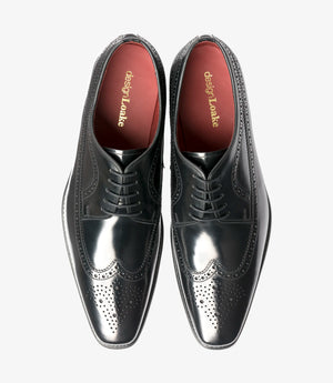 LOAKE Clint Brogue Derby shoe - Black Polished