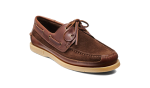 Barker Dexter Boat Leather/Suede Shoes - Cognac/Coffee