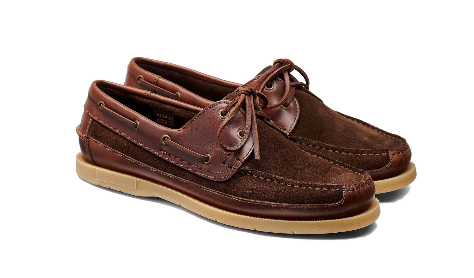 Barker Dexter Boat Leather/Suede Shoes - Cognac/Coffee