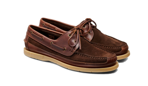 Barker Dexter Boat Leather/Suede Shoes - Cognac/Coffee