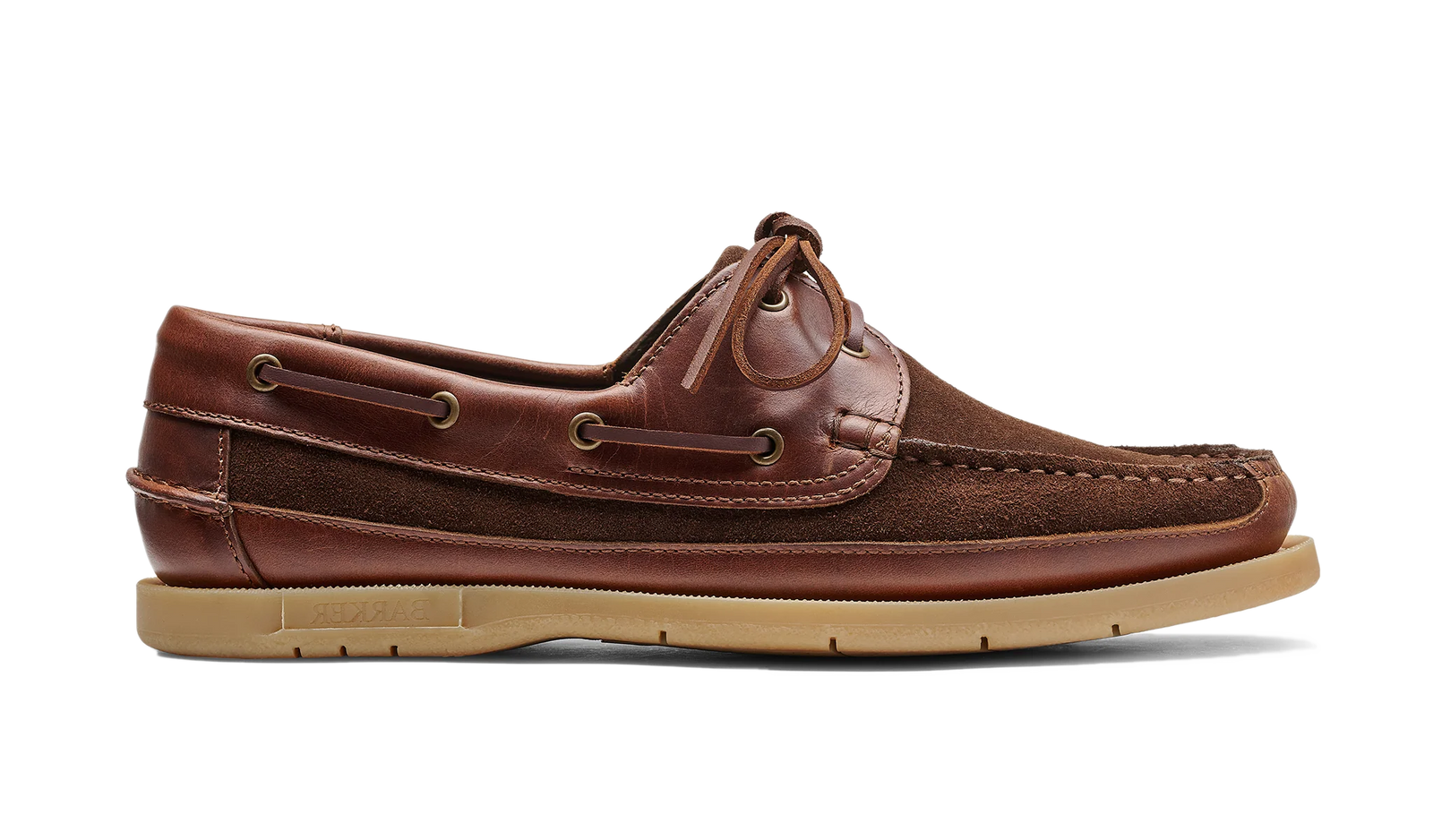 Barker Dexter Boat Leather/Suede Shoes - Cognac/Coffee