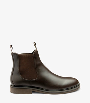 LOAKE Ducksworth Chelsea Boot - Dark Brown Waxy