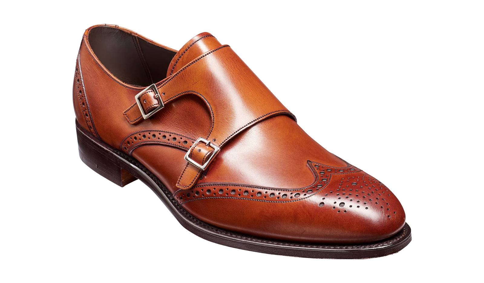 Barker Fleet Double Monk Leather Shoe - Antique Rosewood Calf
