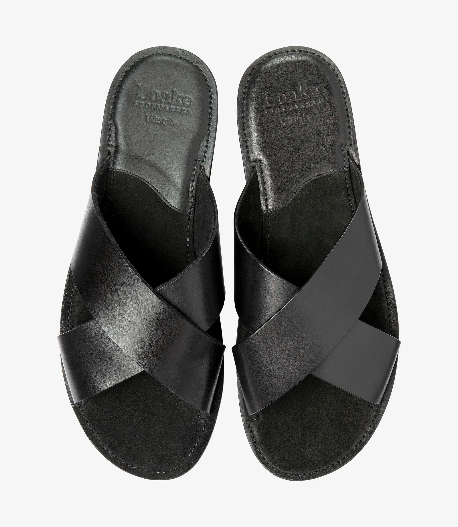 LOAKE Gozo Sandals - Black Waxy Leather