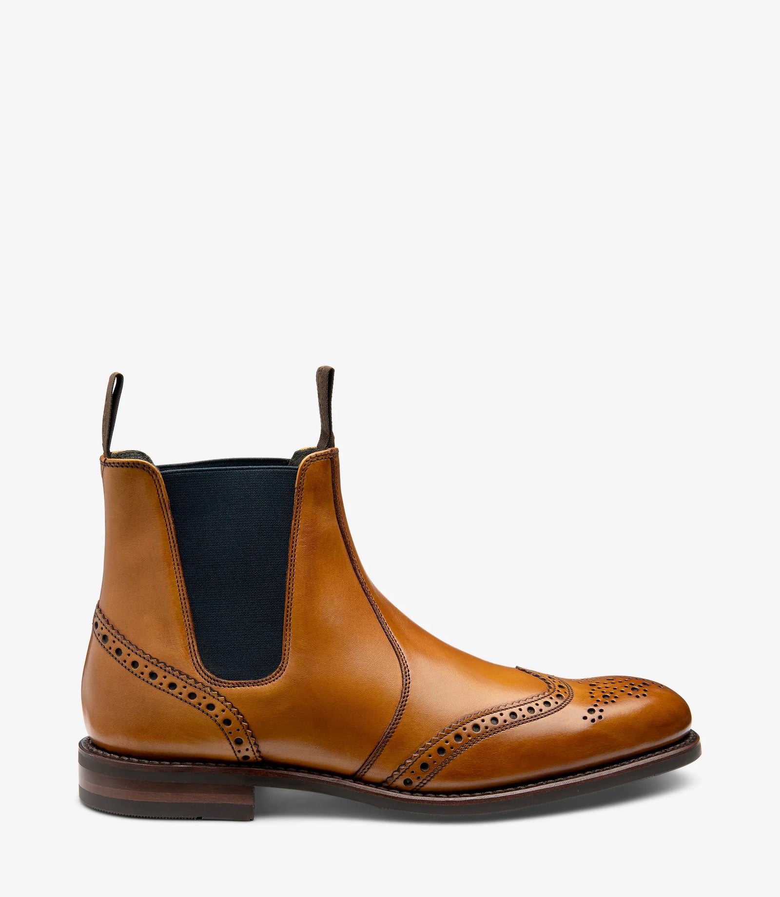 LOAKE - Hoskins Brogue Chelsea boot - Tan Calf